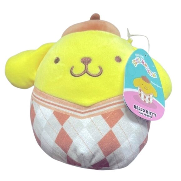 7"  Squishmallows Hello Kitty Plaid Pompompurin - Picture 1 of 8